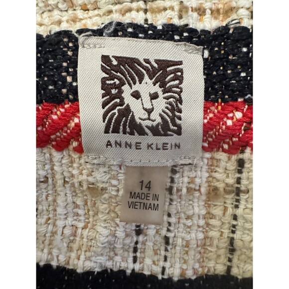 Anne Klein Blazer Tweed Jacket Women’s Size 14 Red Blue Nautical Boucle Striped - Picture 8 of 8